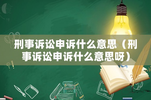 刑事訴訟申訴什么意思（刑事訴訟申訴什么意思呀）