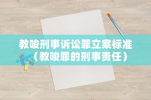 教唆刑事訴訟罪立案標準（教唆罪的刑事責任）