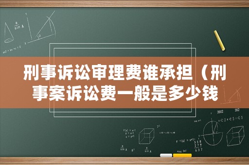 刑事訴訟審理費誰承擔（刑事案訴訟費一般是多少錢）