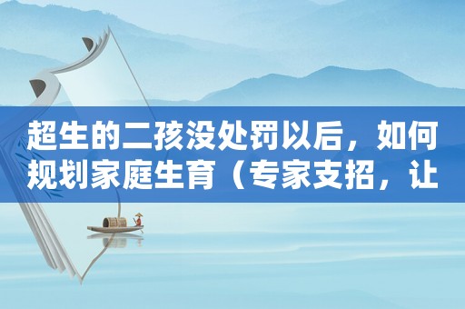 超生的二孩沒處罰以后，如何規劃家庭生育（專家支招，讓你做個明智的父母）
