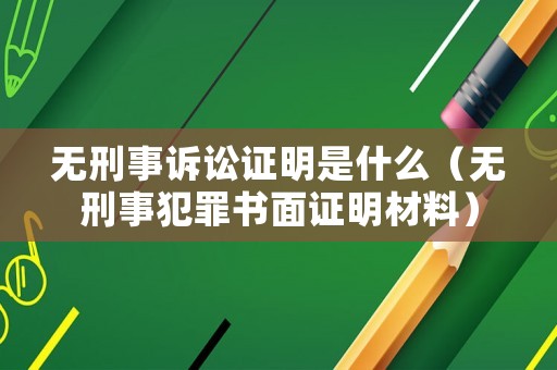 無刑事訴訟證明是什么（無刑事犯罪書面證明材料）