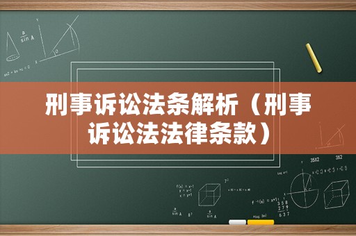 刑事訴訟法條解析（刑事訴訟法法律條款）
