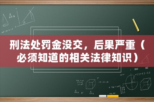 刑法處罰金沒交，后果嚴重（必須知道的相關(guān)法律知識）