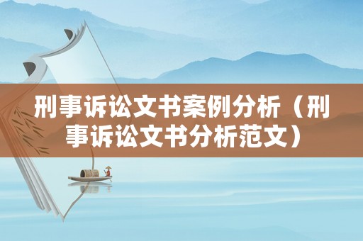 刑事訴訟文書案例分析（刑事訴訟文書分析范文）
