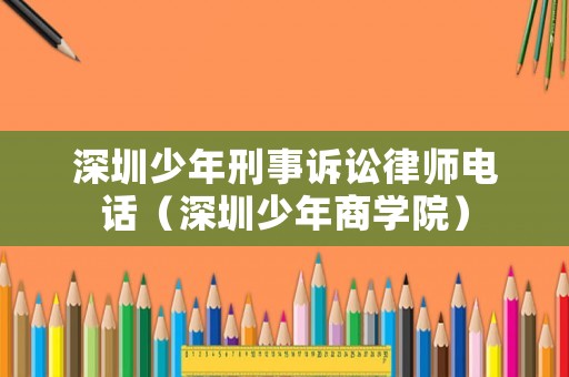 深圳少年刑事訴訟律師電話（深圳少年商學(xué)院）