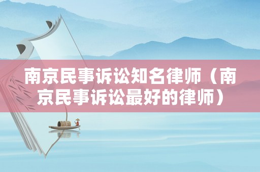 南京民事訴訟知名律師（南京民事訴訟最好的律師）