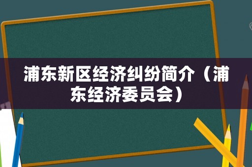 浦東新區經濟糾紛簡介（浦東經濟委員會）