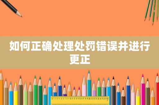 如何正確處理處罰錯誤并進行更正
