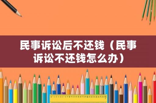 民事訴訟后不還錢（民事訴訟不還錢怎么辦）