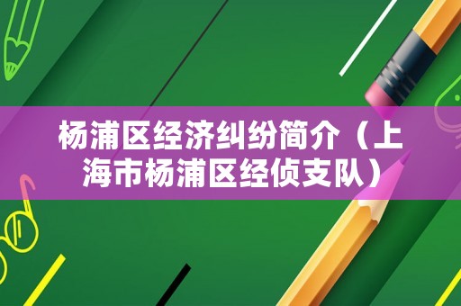 楊浦區(qū)經(jīng)濟(jì)糾紛簡(jiǎn)介（上海市楊浦區(qū)經(jīng)偵支隊(duì)）