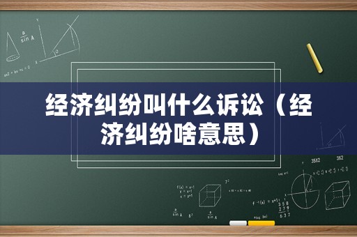 經濟糾紛叫什么訴訟（經濟糾紛啥意思）