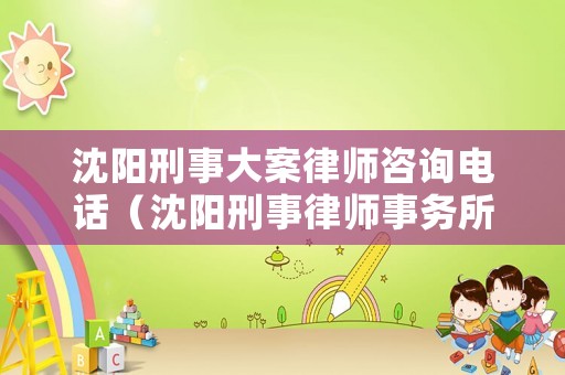 沈陽刑事大案律師咨詢電話（沈陽刑事律師事務所）