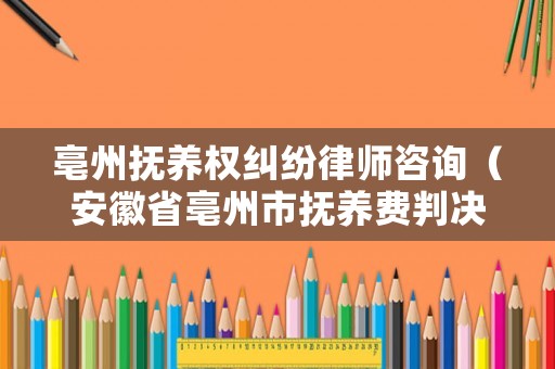 亳州撫養權糾紛律師咨詢（安徽省亳州市撫養費判決案例）
