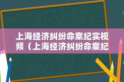 上海經濟糾紛命案紀實視頻（上海經濟糾紛命案紀實視頻下載）