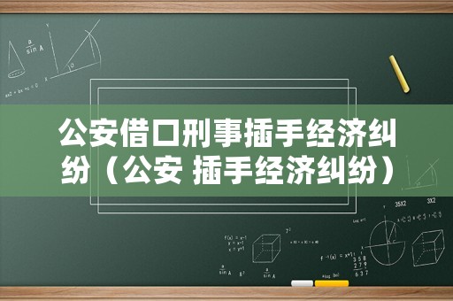 公安借口刑事插手經濟糾紛（公安 插手經濟糾紛）