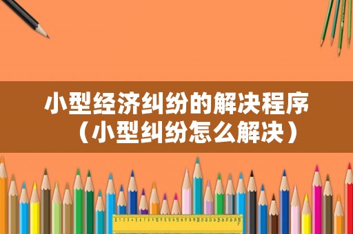 小型經(jīng)濟(jì)糾紛的解決程序（小型糾紛怎么解決）