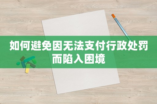如何避免因無(wú)法支付行政處罰而陷入困境