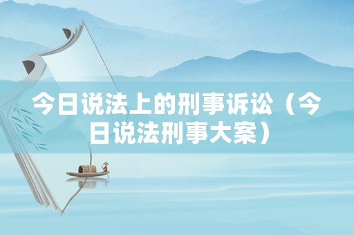 今日說法上的刑事訴訟（今日說法刑事大案）
