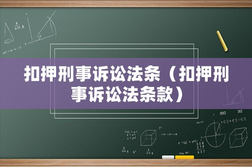扣押刑事訴訟法條（扣押刑事訴訟法條款）