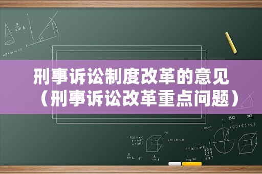 刑事訴訟制度改革的意見（刑事訴訟改革重點問題）