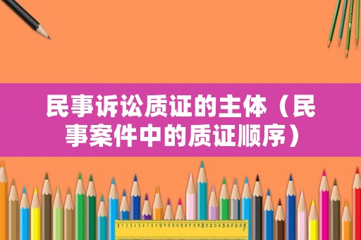 民事訴訟質證的主體（民事案件中的質證順序）