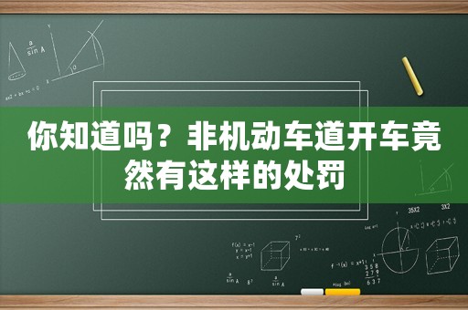你知道嗎？非機動車道開車竟然有這樣的處罰