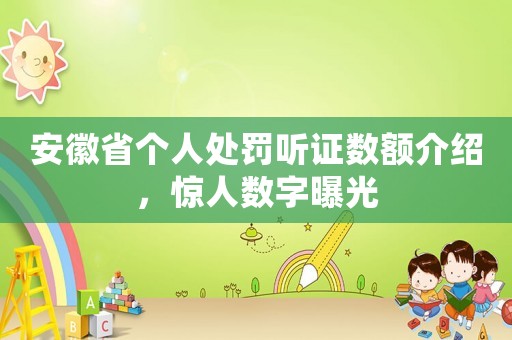 安徽省個人處罰聽證數額介紹，驚人數字曝光