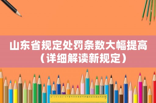 山東省規定處罰條數大幅提高（詳細解讀新規定）