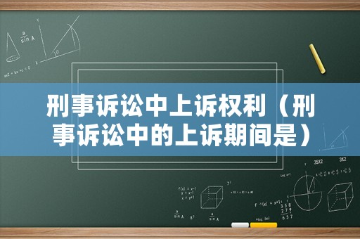 刑事訴訟中上訴權利（刑事訴訟中的上訴期間是）