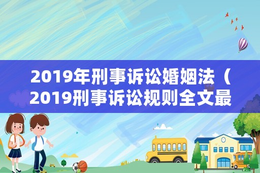 2019年刑事訴訟婚姻法（2019刑事訴訟規則全文最新）