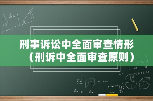 刑事訴訟中全面審查情形（刑訴中全面審查原則）