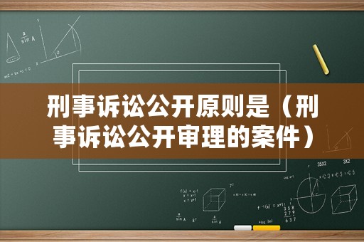 刑事訴訟公開原則是（刑事訴訟公開審理的案件）