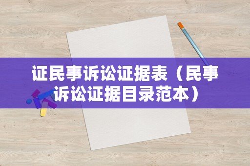 證民事訴訟證據表（民事訴訟證據目錄范本）