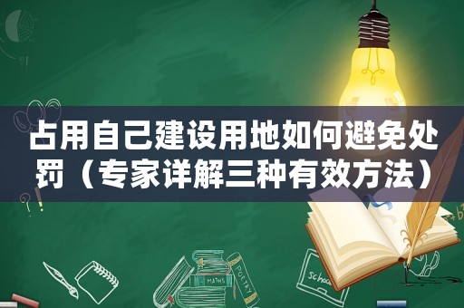 占用自己建設用地如何避免處罰（專家詳解三種有效方法）