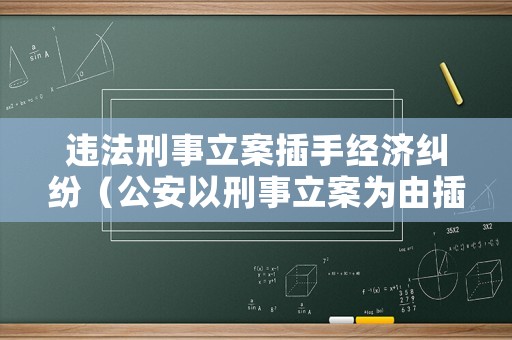 違法刑事立案插手經濟糾紛（公安以刑事立案為由插手經濟糾紛）