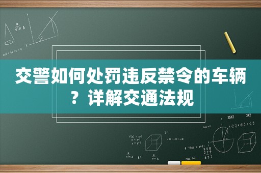 交警如何處罰違反禁令的車輛？詳解交通法規