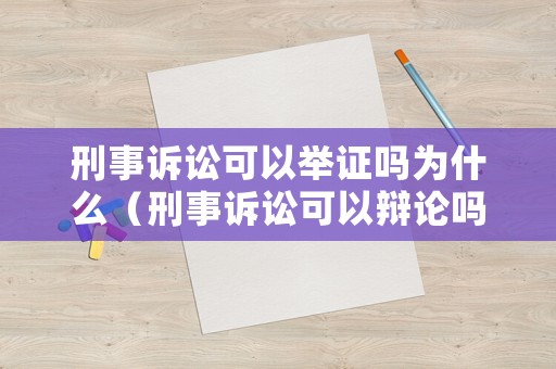 刑事訴訟可以舉證嗎為什么（刑事訴訟可以辯論嗎）