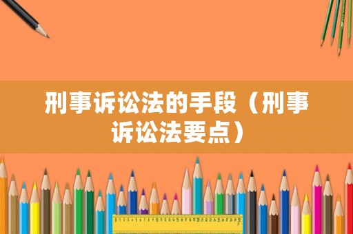 刑事訴訟法的手段（刑事訴訟法要點）