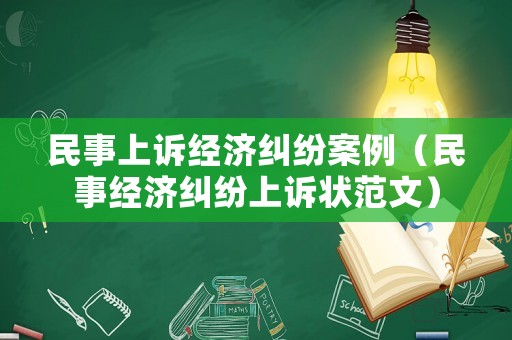 民事上訴經濟糾紛案例（民事經濟糾紛上訴狀范文）