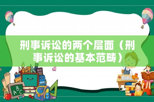 刑事訴訟的兩個層面（刑事訴訟的基本范疇）