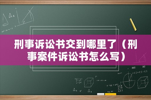 刑事訴訟書交到哪里了（刑事案件訴訟書怎么寫）
