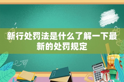 新行處罰法是什么了解一下最新的處罰規定