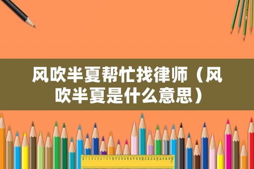 風吹半夏幫忙找律師（風吹半夏是什么意思）
