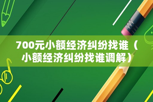 700元小額經(jīng)濟糾紛找誰（小額經(jīng)濟糾紛找誰調(diào)解）