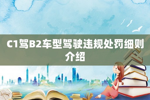 C1駕B2車型駕駛違規處罰細則介紹