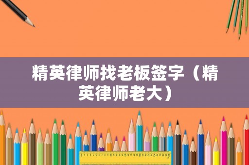 精英律師找老板簽字（精英律師老大）