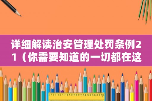 詳細解讀治安管理處罰條例21（你需要知道的一切都在這里）