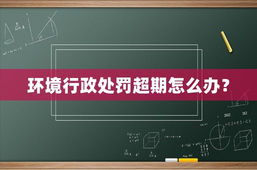 環境行政處罰超期怎么辦？