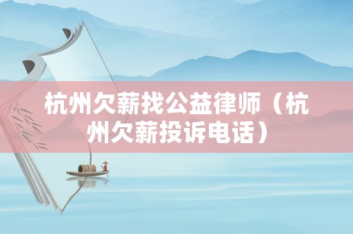 杭州欠薪找公益律師（杭州欠薪投訴電話）