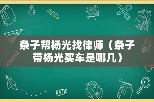 條子幫楊光找律師（條子帶楊光買車是哪幾）